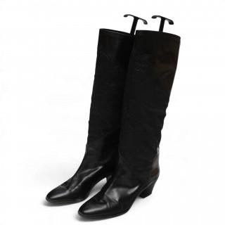Pollini black leather with suede print boots, circa 80s – kavel bij Veilinggebouw De Zwaan, Amsterdam
