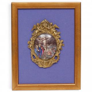 Limoges, ovale emaille plaquette met voorstelling van de Calvarie, 18e eeuw – kavel bij Veilinggebouw De Zwaan, Amsterdam