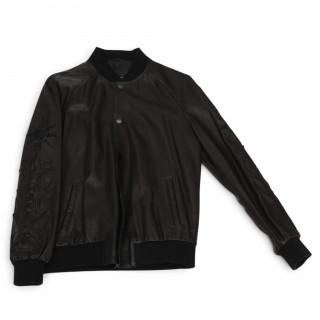 Les éclaires black leather embroidered bomber jacket, circa 2015 – kavel bij Veilinggebouw De Zwaan, Amsterdam