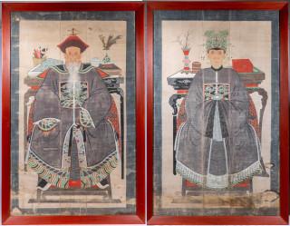 China, a pair of large ancestor portraits, 19th century – kavel bij Veilinggebouw De Zwaan, Amsterdam
