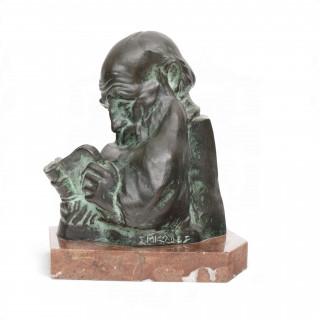 Emanuel Julian Kodet (1880-1955), groen gepatineerd bronzen sculptuur, 'Lezende figuur', circa 1935 – kavel bij Veilinggebouw De Zwaan, Amsterdam