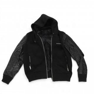 Givenchy, black leather and neoprene hooded jacket Size 52 – kavel bij Veilinggebouw De Zwaan, Amsterdam