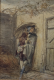167 David Bless, L'homme au bouquet, aquarel