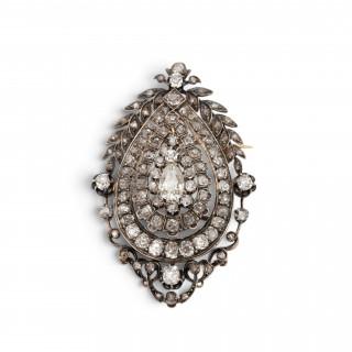 An impressive late 19th century drop-shaped diamond brooch – kavel bij Veilinggebouw De Zwaan, Amsterdam