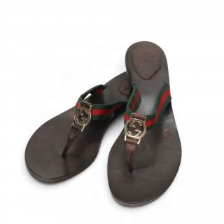 Gucci GG brown web sandals, circa 90s-00s – kavel bij Veilinggebouw De Zwaan, Amsterdam