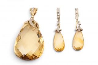 A citrine pendant and pair of earrings – kavel bij Veilinggebouw De Zwaan, Amsterdam