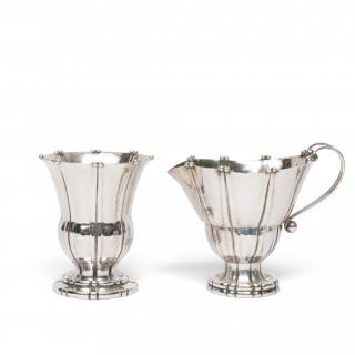 Denemarken, roomkan en vaasje, Georg Jensen, ca. 1930 – kavel bij Veilinggebouw De Zwaan, Amsterdam