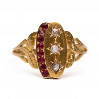 An asymmetrical diamond and ruby ring – kavel bij Veilinggebouw De Zwaan, Amsterdam