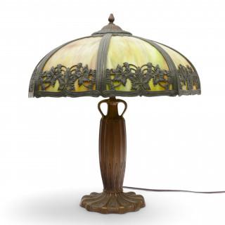 Verenigde Staten, bruin/groen gepatineerde metalen tafellamp, zgn. panellamp, circa 1900 – kavel bij Veilinggebouw De Zwaan, Amsterdam