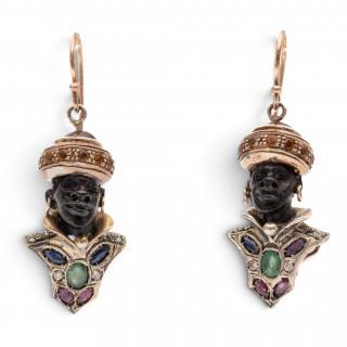 A pair of Italian gem set Moretti earrings – kavel bij Veilinggebouw De Zwaan, Amsterdam