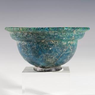 A rare Roman mosaic blue-green glass patela, ca. 1st century BCE - 1st century CE – kavel bij Veilinggebouw De Zwaan, Amsterdam