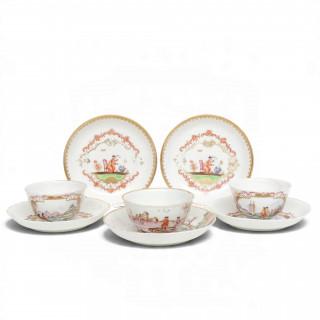 China, a collection of export Meissen-style cups and saucers, Qianlong period (1736-1795) – kavel bij Veilinggebouw De Zwaan, Amsterdam