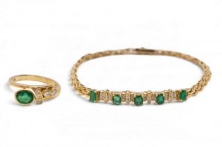 An emerald and diamond bracelet and ring – kavel bij Veilinggebouw De Zwaan, Amsterdam